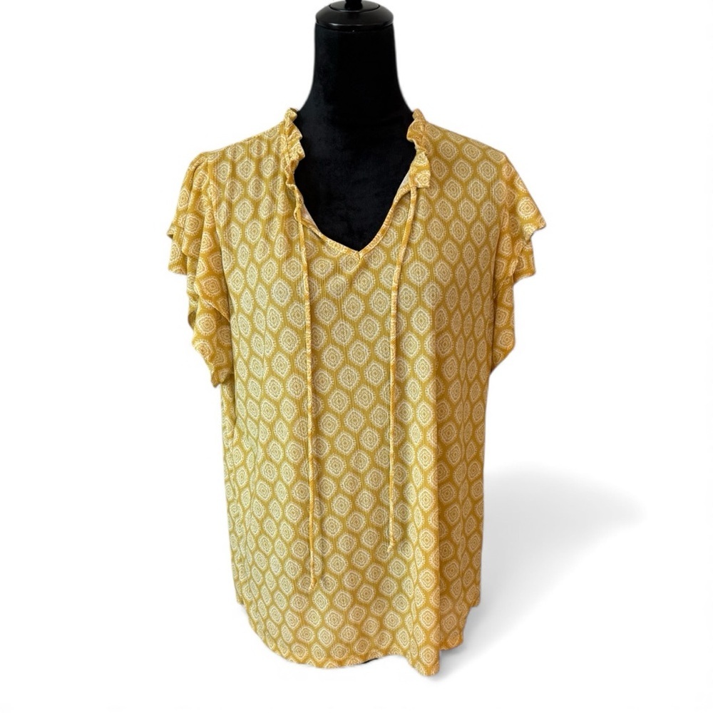 Elegant Yellow Patterned Blouse by Cure size XL